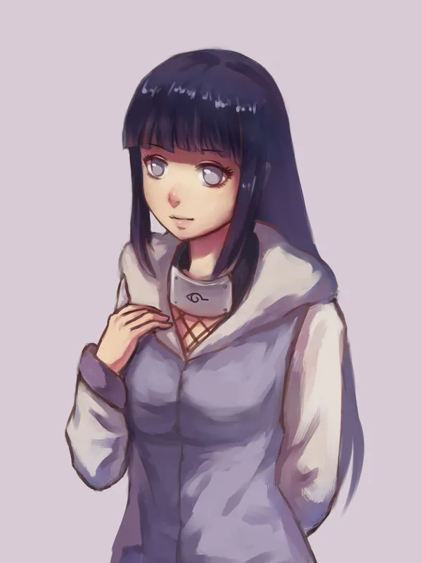 Ảnh Hinata Hyuga với ánh mắt mạnh mẽ và quyết đoán