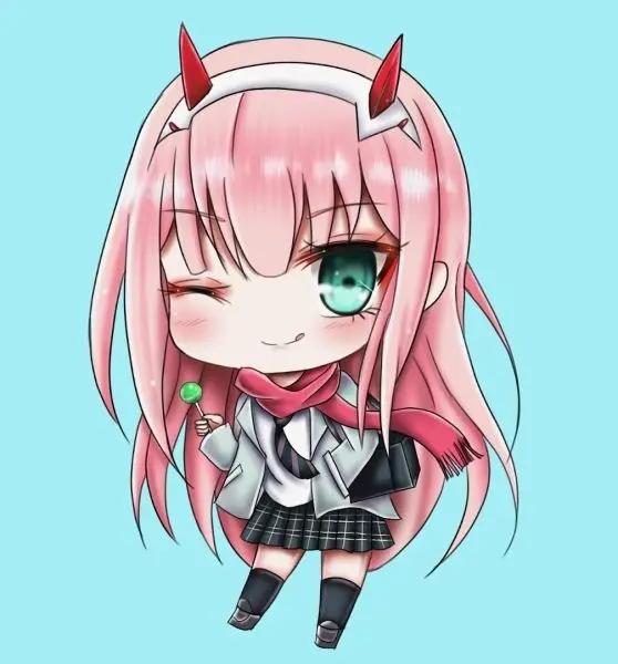 Chibi Zero hai tư thế để nhảy hạnh phúc