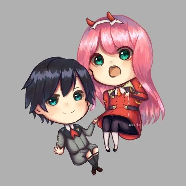 Chibi Zero Two với đôi má đỏ mặt