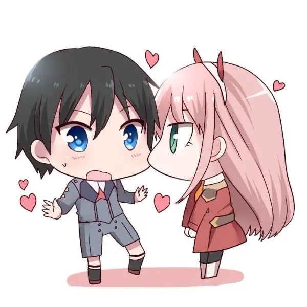 Chibi Zero Two và Thỏ trắng đáng yêu