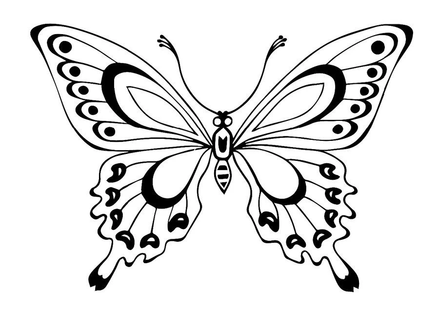 Coloring the butterfly - Baby plays and studies, developing creative thinking.