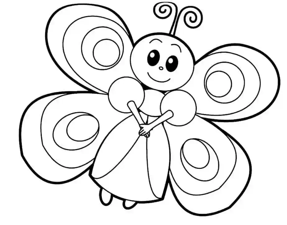 Coloring cute butterfly paintings, baby learning and playing happily.