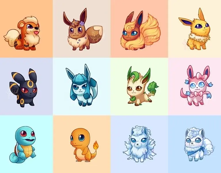 Chibi pokemon bức ảnh dễ thương với eevee đáng yêu