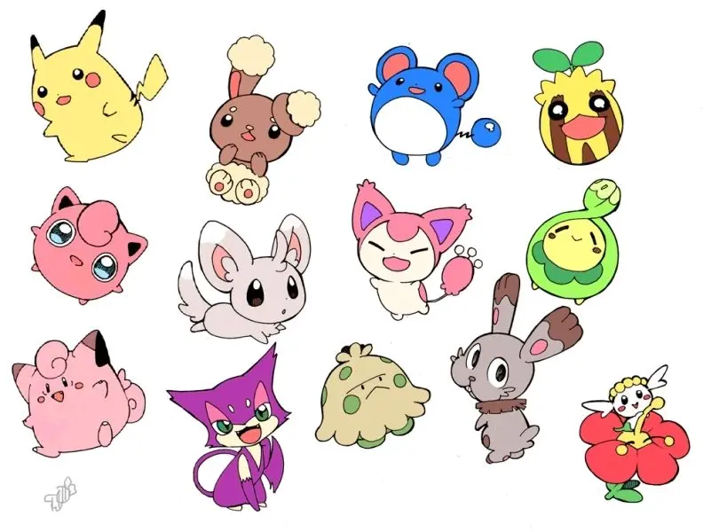 Chibi Pokemon Bức ảnh dễ thương với đôi má hồng