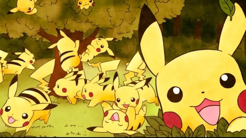 Chibi Pokemon bức ảnh dễ thương với nhóm Pokemon nhảy múa