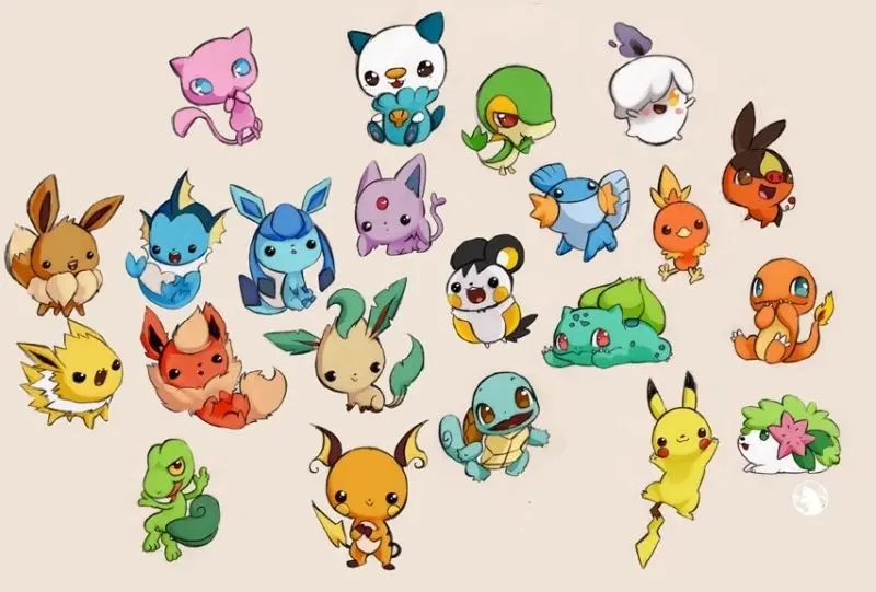 Chibi Pokemon bức ảnh dễ thương trong trang phục hài hước