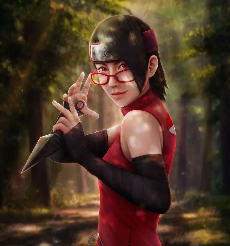 Ảnh Sarada Sasuke cho thấy tinh thần sẵn sàng chiến đấu 