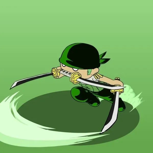 Ảnh của Zoro Chibi với kiểu tóc điển hình