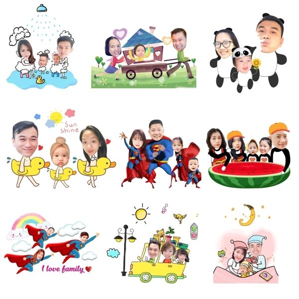 Ảnh chibi với biểu cảm vui nhộn