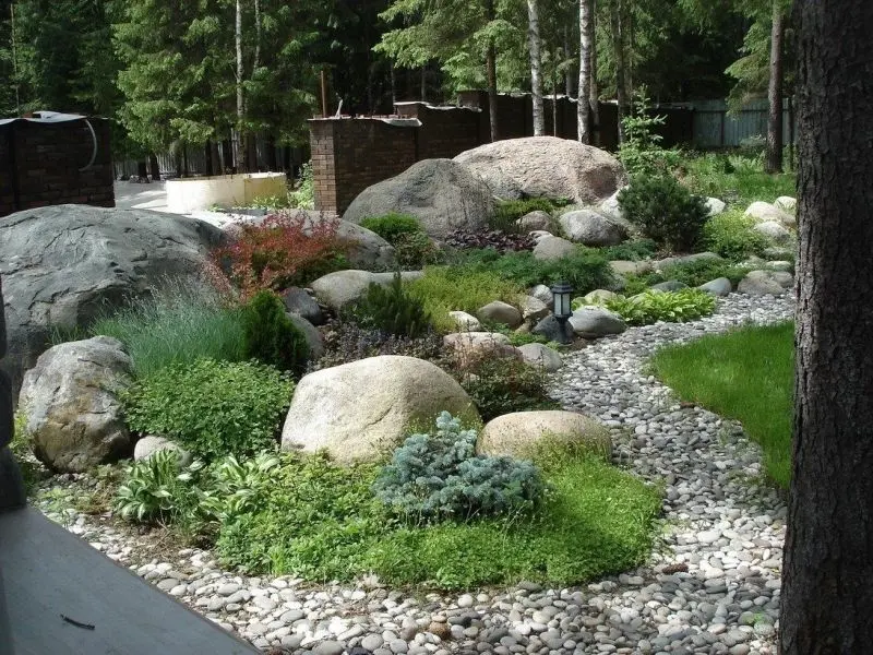 The beautiful natural rockery combines perfectly with the aquarium to create a vivid space.