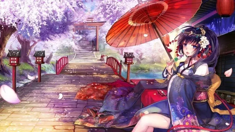 Hình nền anime 8k với phong cảnh bí ẩn