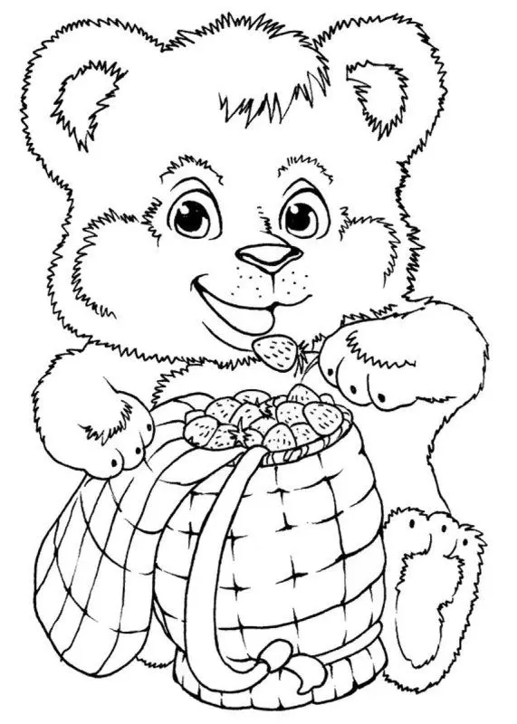 Coloring develops children's intellect through cute strawberry bearings.