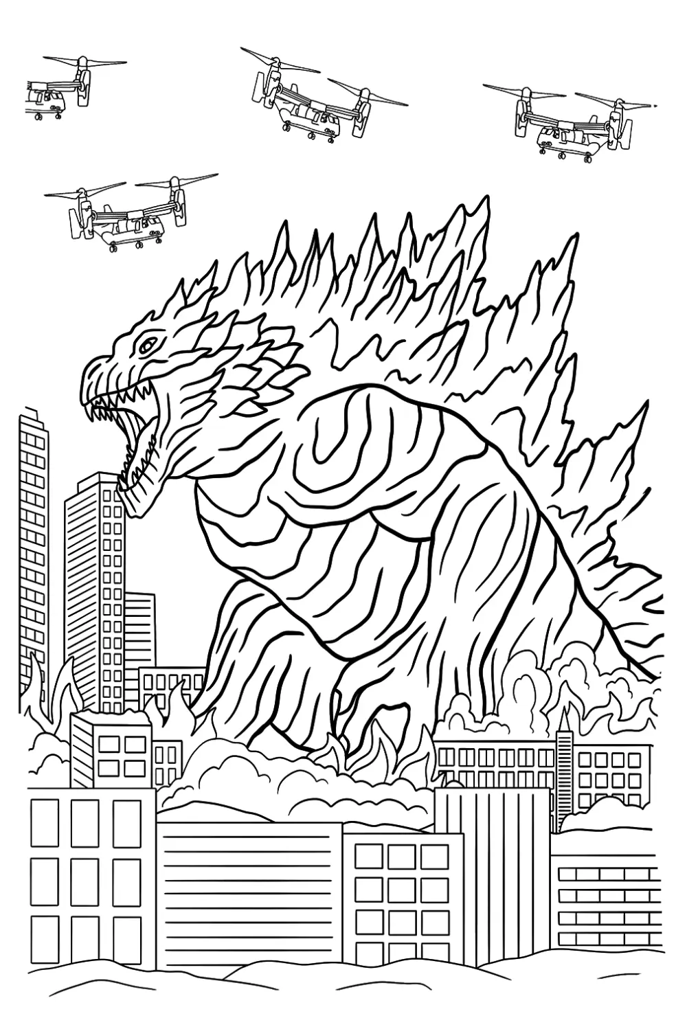 Coloring Godzilla - Babies play and study, develop comprehensive creative skills.