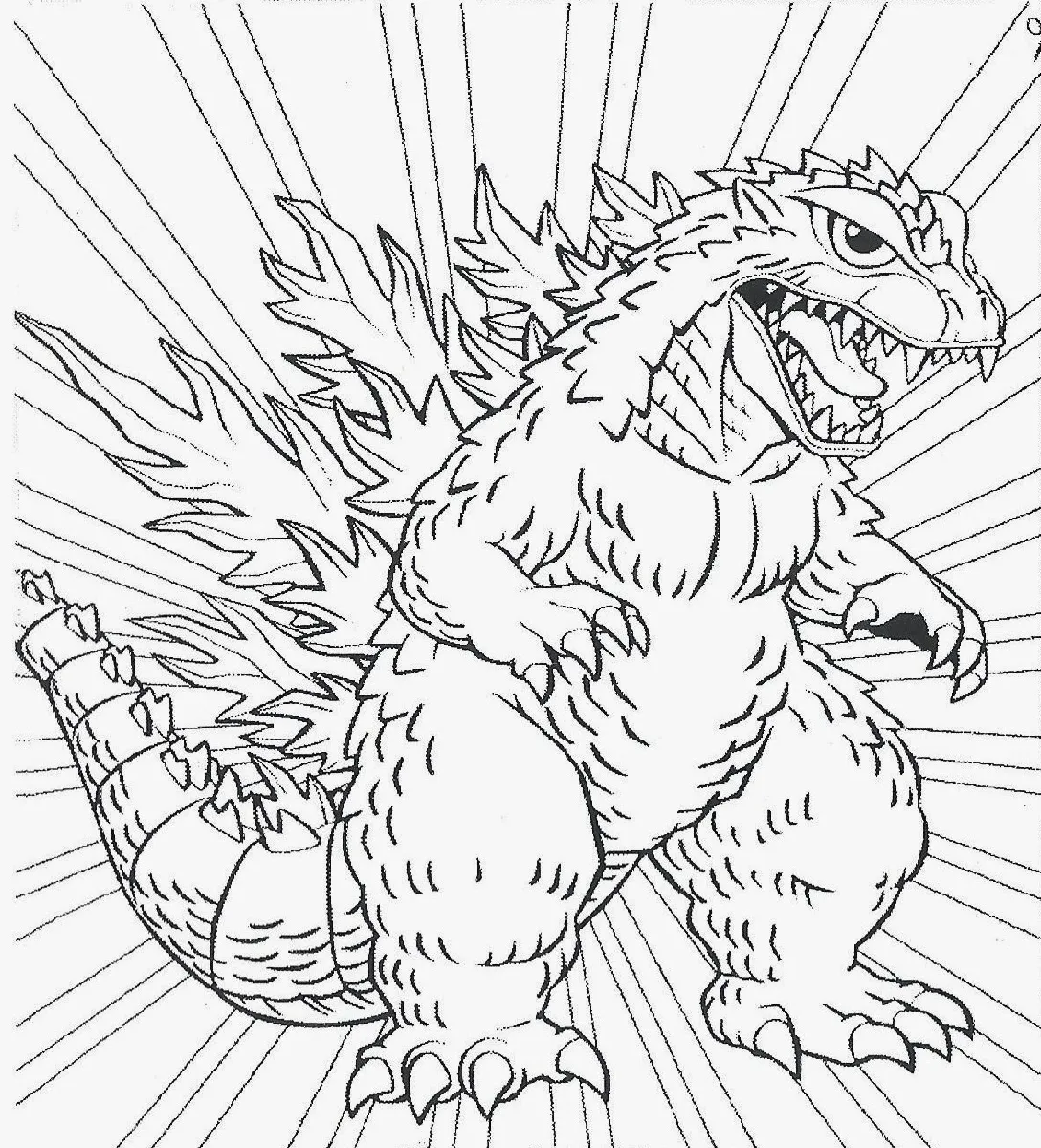 Download the free Godzilla color painting, baby will be creative every day.