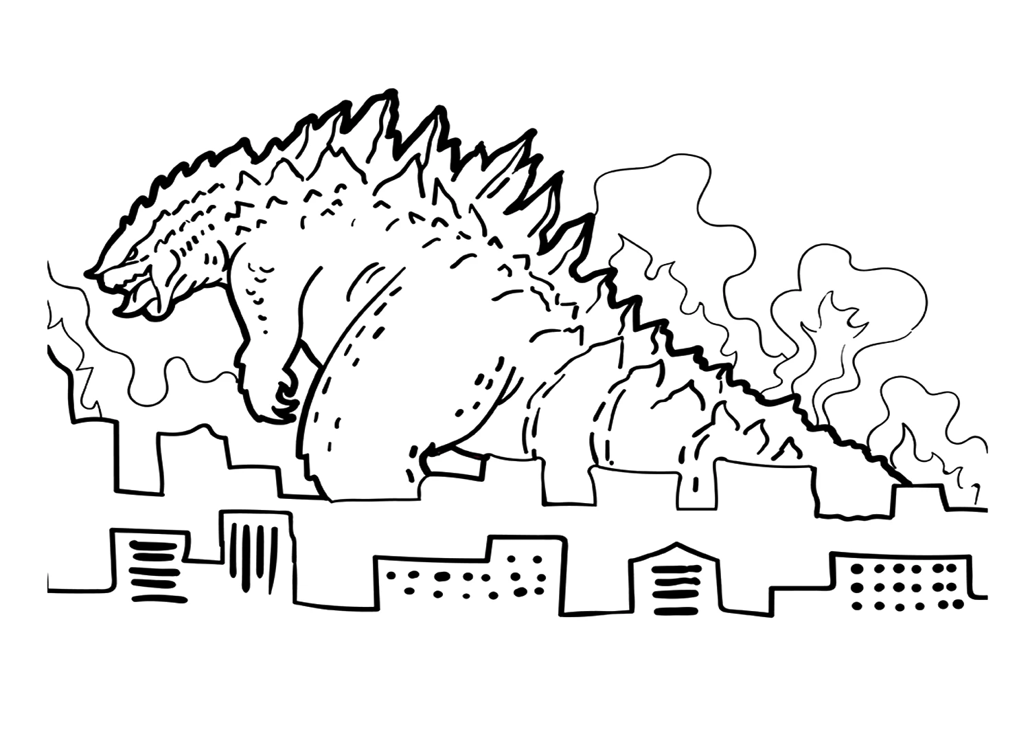 Coloring Godzilla - children learn to color through every sharp detail.