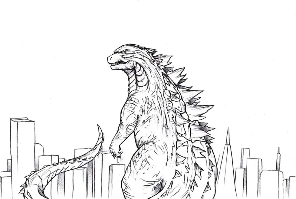 Download the free Godzilla color painting, meaningful gifts for your baby.