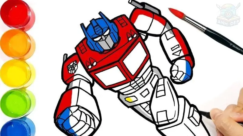 Bộ tranh tô màu Optimus Prime siêu ngầu cho bé 