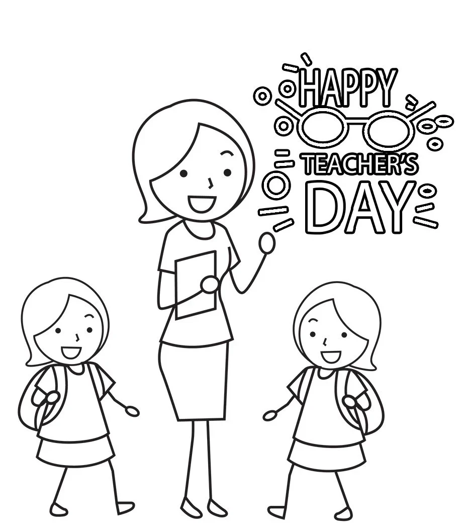 Coloring cute teachers, helping children learn how to appreciate teachers.