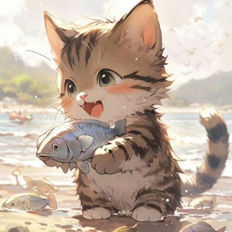 Tâm trí tình bạn với avatar chibi bff con mèo dễ thương