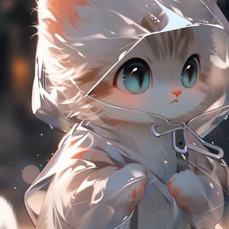 Rất xinh đẹp và anime avatar chibi cô gái dễ thương con mèo