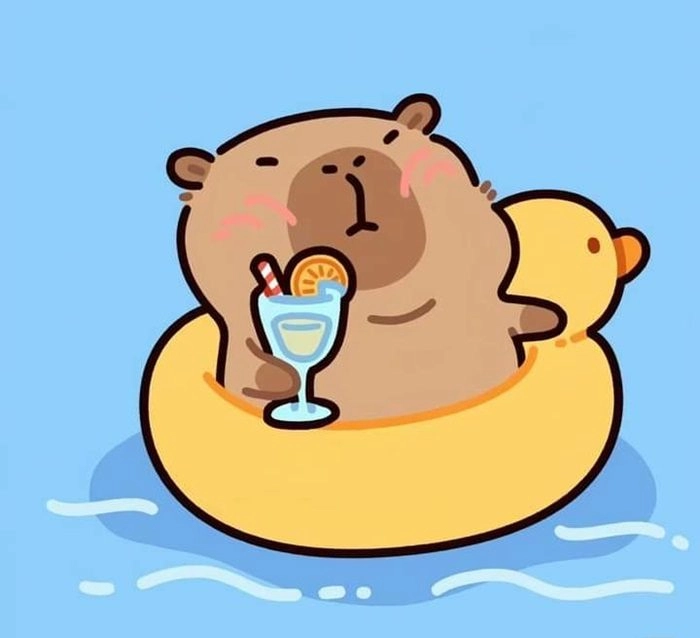 Ngưỡng mộ capybara chibi dễ thương