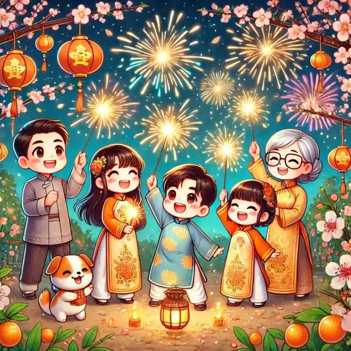 Thêm các bộ phận vui nhộn và hình ảnh của TET Chibi