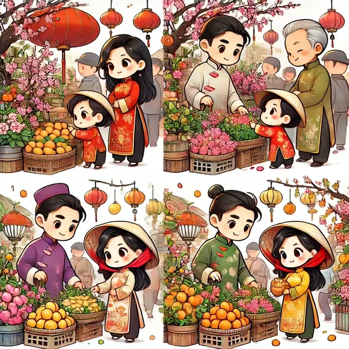 Phong cách anime năm mới với anime Chibi trên TET Holiday