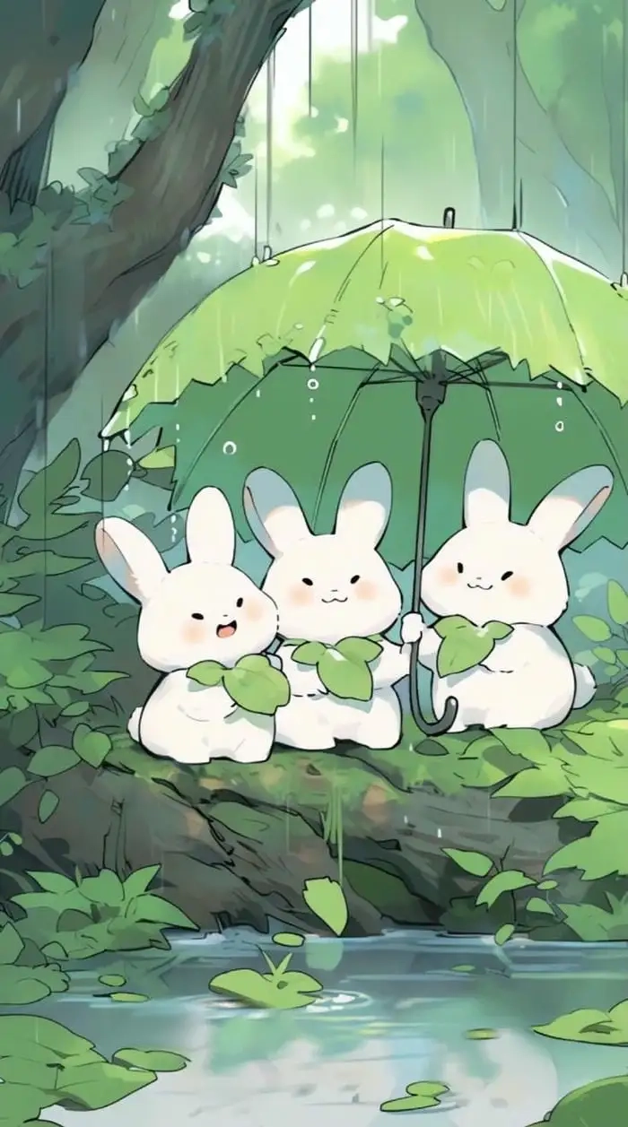 Ngưỡng mộ bức tranh của con thỏ dễ thương chibi