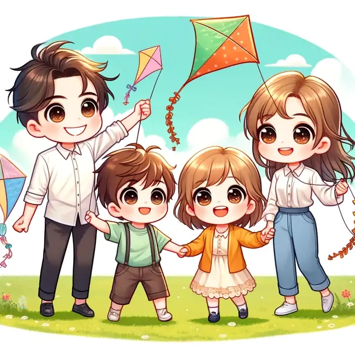 Ảnh gia đình Happy Animation Chibi Hạnh phúc gia đình Hoạt hình gia đình