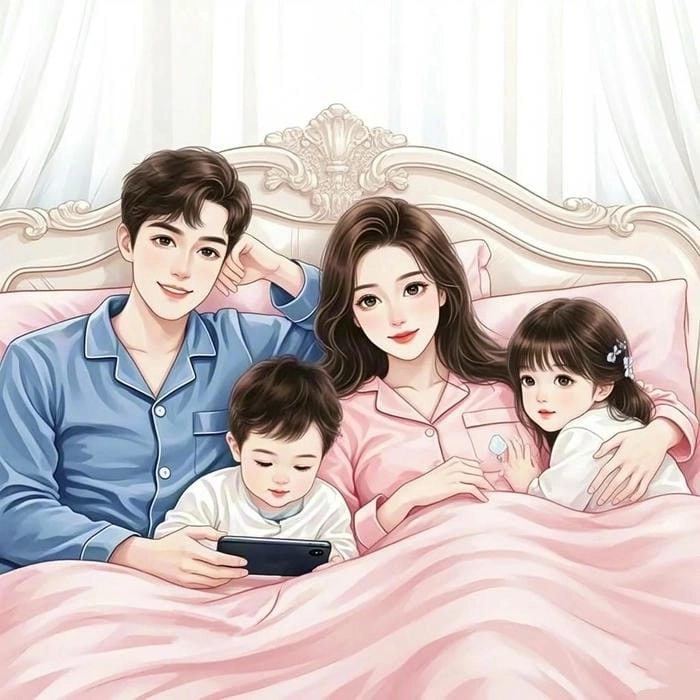 Gia đình gia đình chibi gia đình 3 người hài hước về gia đình chibi ảnh 3 người