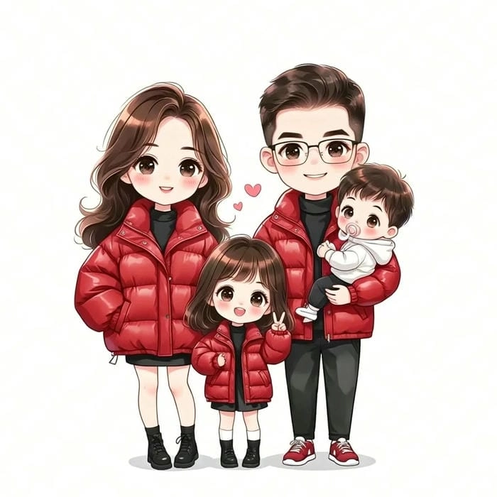 Vẽ một gia đình Chibi đáng yêu dễ thương để vẽ gia đình Chibi