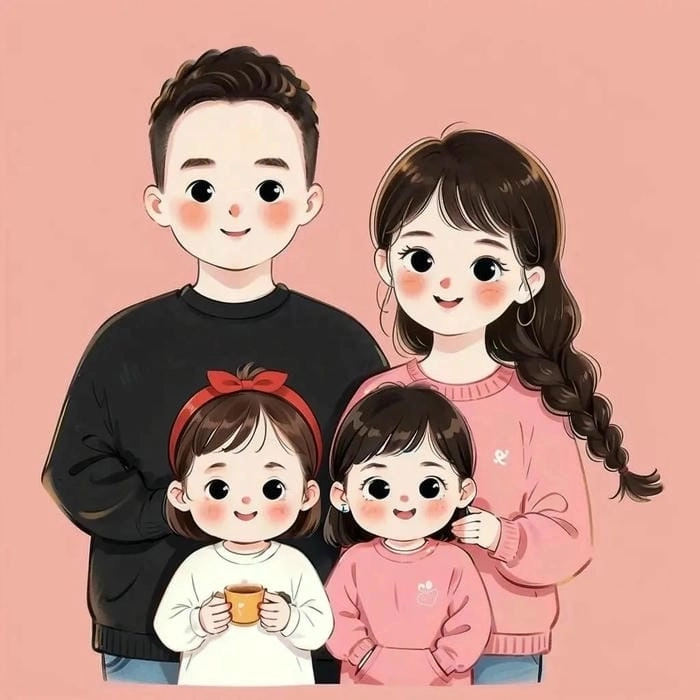 Bức tranh gia đình Chibi đầy ý nghĩa của bức tranh gia đình Chibi