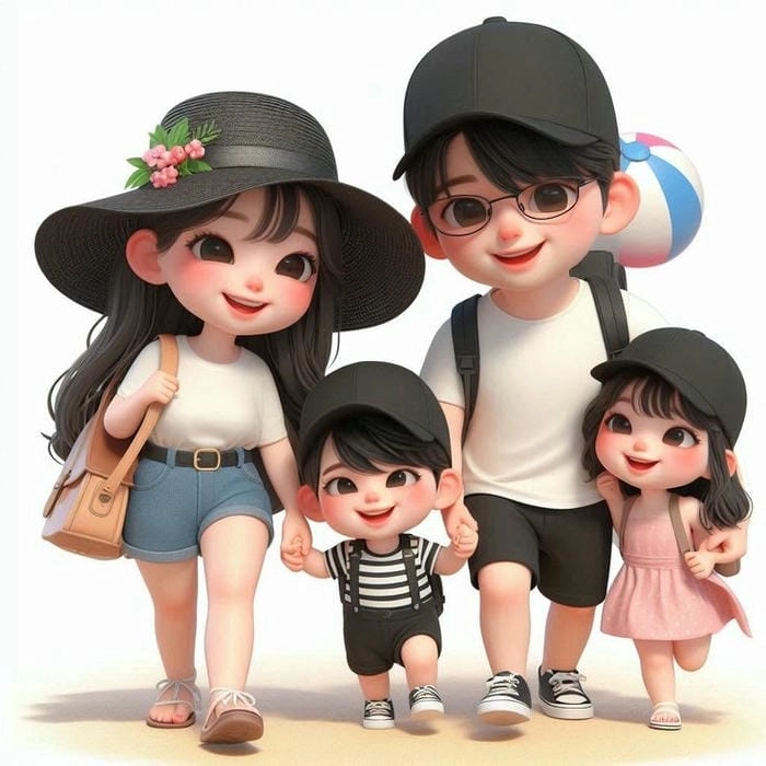 Chúc mừng năm mới Ảnh Chibi Gia đình Chúc mừng gia đình năm mới