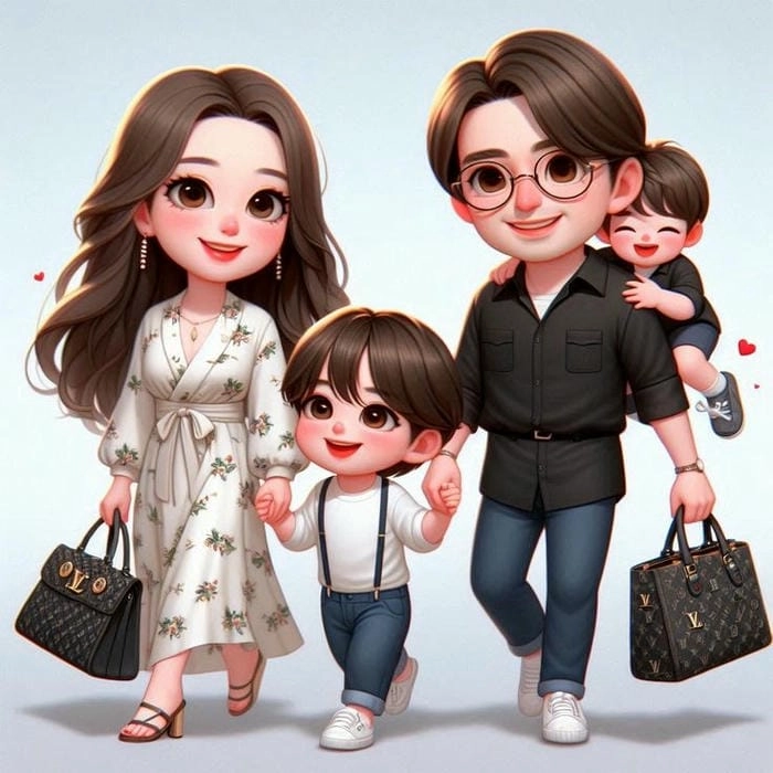 Bức ảnh của gia đình lớn Chibi rất vui khi có nghĩa là bức ảnh của gia đình