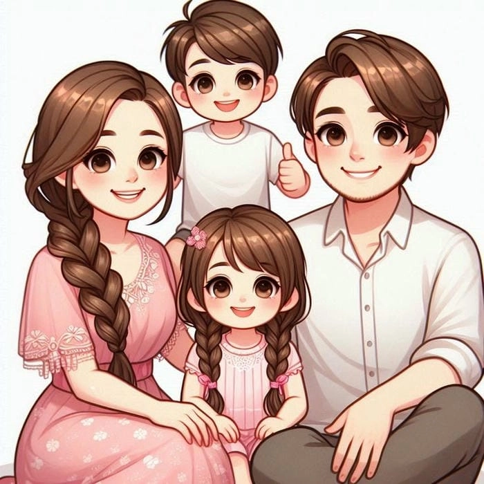 Bức tranh gia đình Chibi là bức tranh gia đình Chibi đơn giản và dễ thương