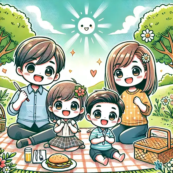 Chibi dễ thương gia đình hạnh phúc gia đình ấm áp chibi dễ thương