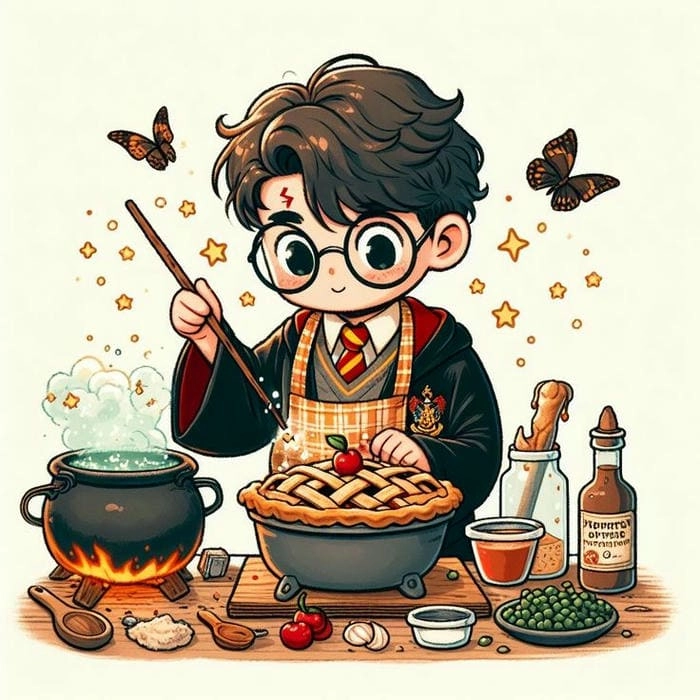 Ngưỡng mộ các tính năng dễ thương của Chibi Harry Potter