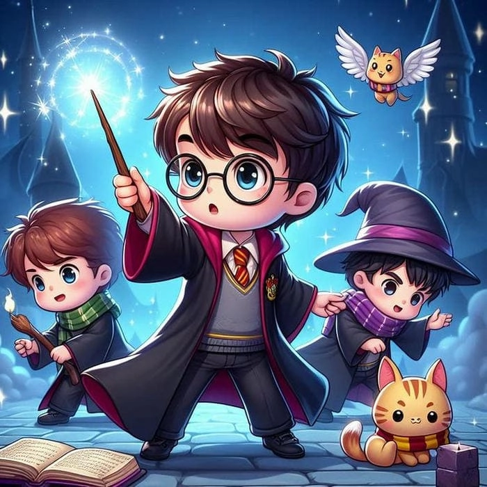 Khám phá vectơ nghệ thuật của Harry Potter Chibi Chibi Vector