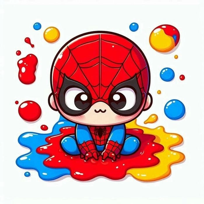 Bộ siêu dễ thương của người đàn ông nhện chibi dễ thương