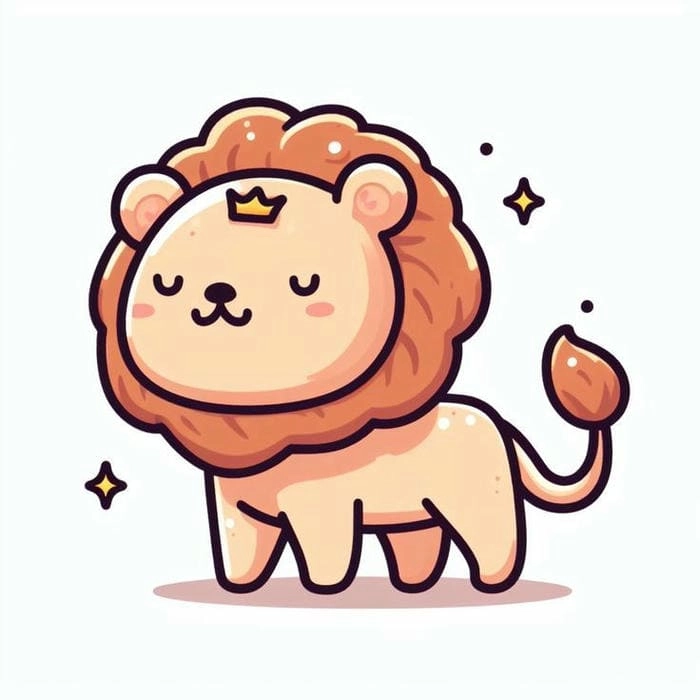 Ngưỡng mộ hình dạng dễ thương của con sư tử Chibi